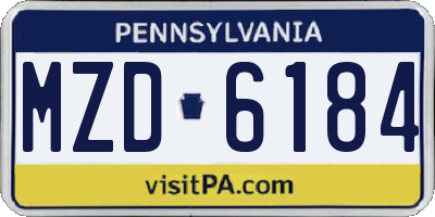 PA license plate MZD6184