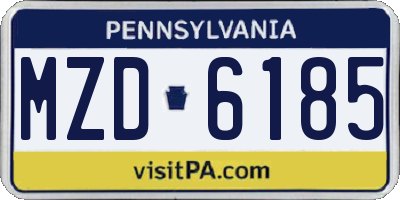 PA license plate MZD6185
