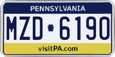 PA license plate MZD6190