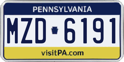PA license plate MZD6191