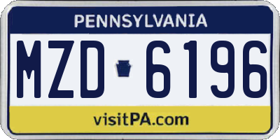 PA license plate MZD6196