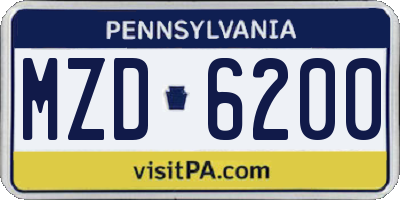 PA license plate MZD6200