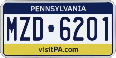 PA license plate MZD6201