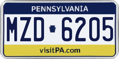 PA license plate MZD6205