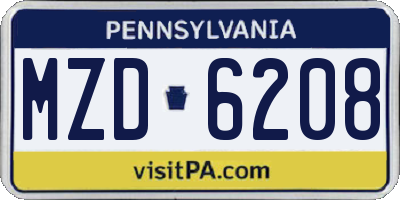 PA license plate MZD6208