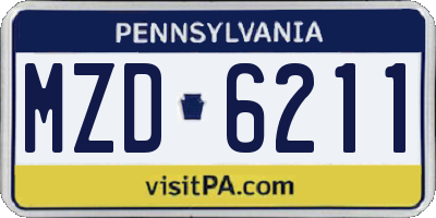 PA license plate MZD6211