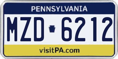 PA license plate MZD6212