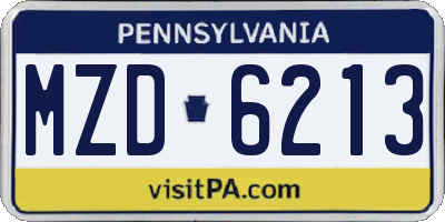 PA license plate MZD6213