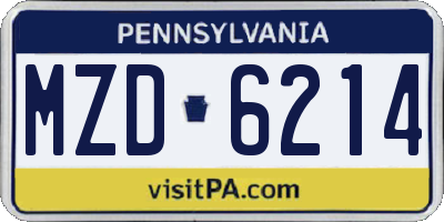 PA license plate MZD6214