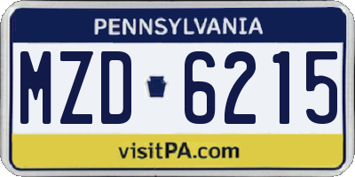PA license plate MZD6215