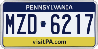 PA license plate MZD6217
