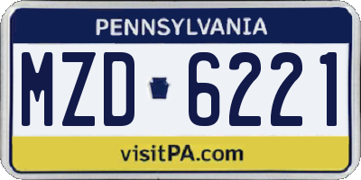 PA license plate MZD6221