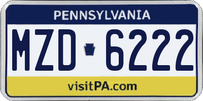 PA license plate MZD6222