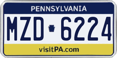 PA license plate MZD6224