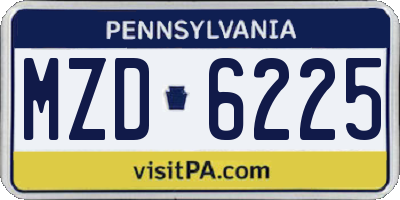 PA license plate MZD6225
