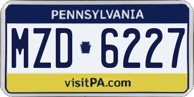 PA license plate MZD6227