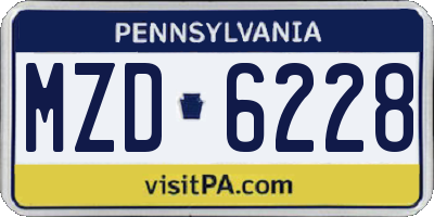 PA license plate MZD6228