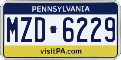 PA license plate MZD6229
