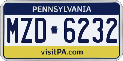 PA license plate MZD6232