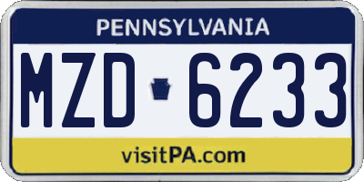 PA license plate MZD6233