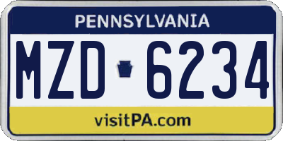 PA license plate MZD6234