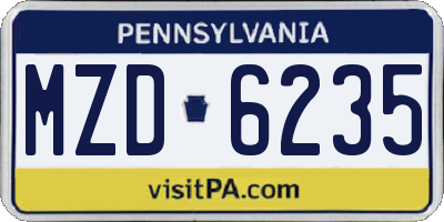 PA license plate MZD6235