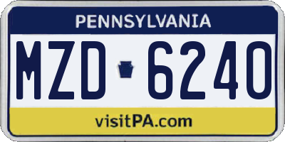 PA license plate MZD6240