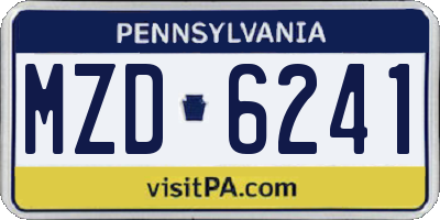 PA license plate MZD6241