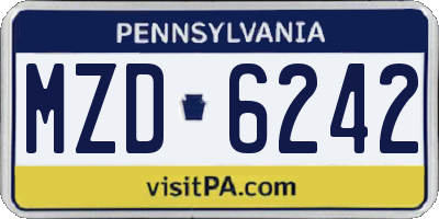 PA license plate MZD6242