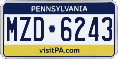 PA license plate MZD6243
