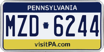 PA license plate MZD6244