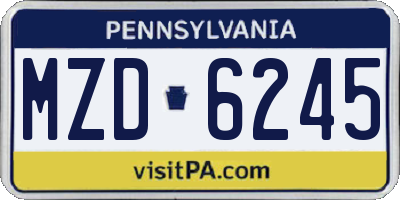 PA license plate MZD6245