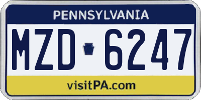 PA license plate MZD6247