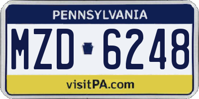 PA license plate MZD6248