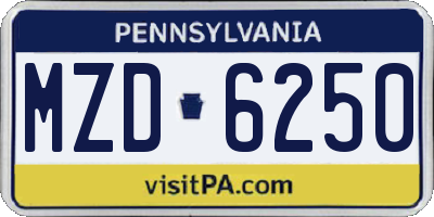 PA license plate MZD6250