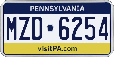 PA license plate MZD6254