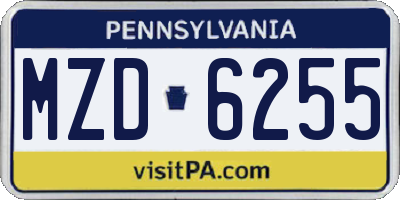 PA license plate MZD6255