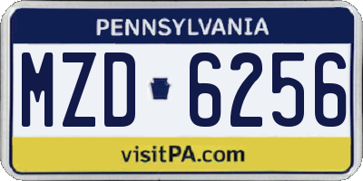 PA license plate MZD6256
