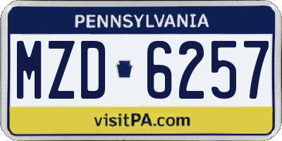 PA license plate MZD6257