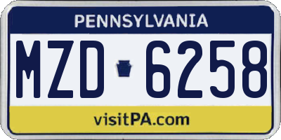 PA license plate MZD6258