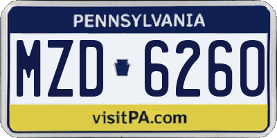 PA license plate MZD6260