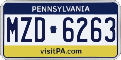 PA license plate MZD6263