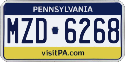 PA license plate MZD6268