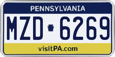 PA license plate MZD6269