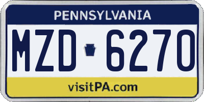 PA license plate MZD6270
