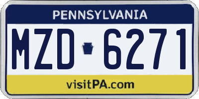 PA license plate MZD6271