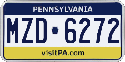 PA license plate MZD6272