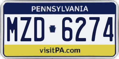 PA license plate MZD6274
