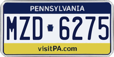 PA license plate MZD6275