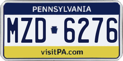 PA license plate MZD6276